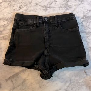 Madewell black super stretch denim shorts high waist sz 28